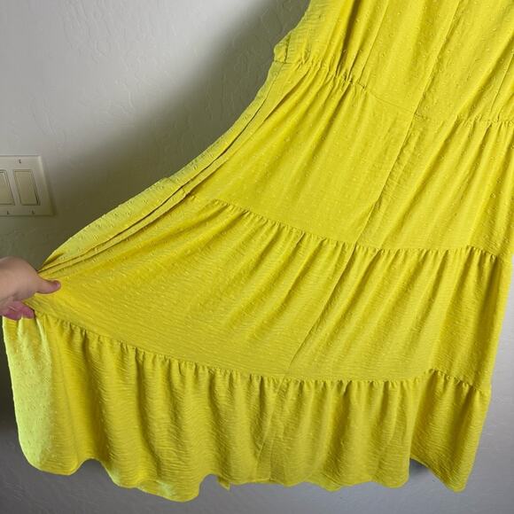Lane Bryant Yellow Green Convertible Off-The-Shoulder Tiered Midi Dress 20 - Picture 10 of 12